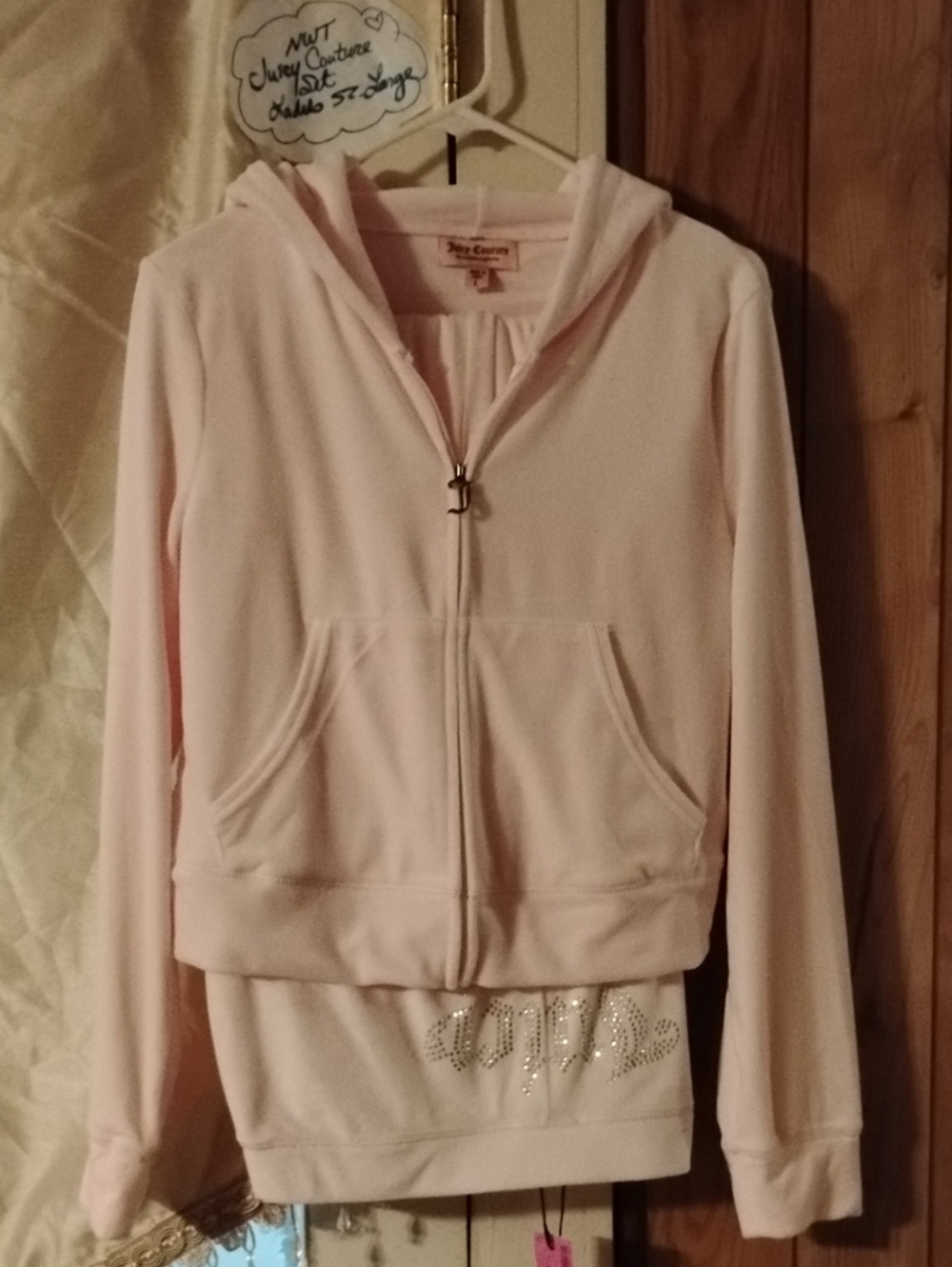 Juicy Couture Light Pink Bling Hooded Zip Jacket And Matching Bling Pants